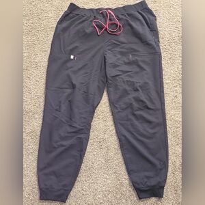 Black Jogger Pants with Pink Drawstring